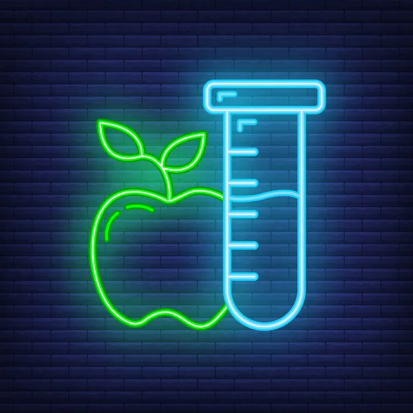 Scientific Laboratory Flask Apple Icon Glow Neon Style Educational Institution — Stock Vector
