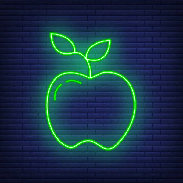 Apple Znalostní Ikona Záře Neonový Styl Vzdělávací Instituce Proces Zpět — Stockový vektor