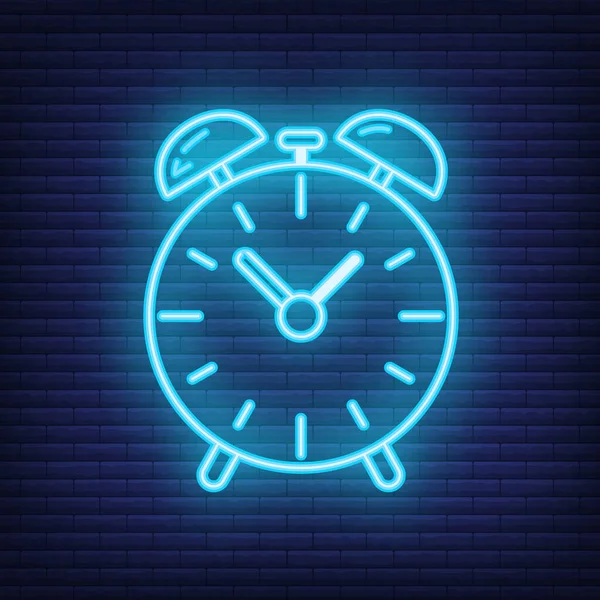 Alarm Clock Icon Glow Neon Style Educational Institution Process Back — Stock Vector