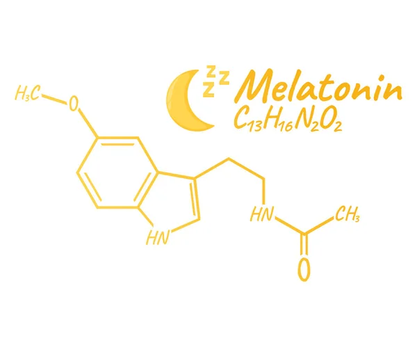 Human Hormone Melatonin Concept Chemical Skeletal Formula Icon Label Text — Stock Vector
