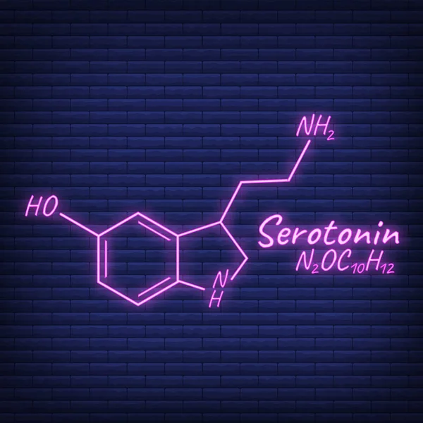 Menschliches Hormon Serotonin Periodisches Element Konzept Chemische Skelettformel Symbol Etikett — Stockvektor