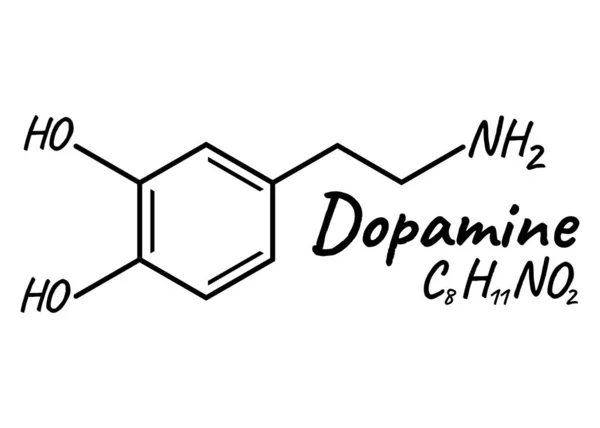 Ludzki Hormon Dopamina Pojęcie Chemiczny Szkielet Formuła Ikona Etykieta Tekst Grafika Wektorowa