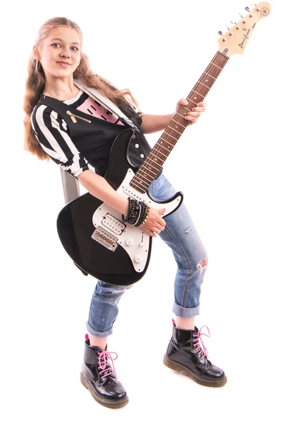 Menina com uma guitarra — Fotografia de Stock