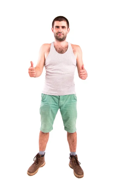 adam beyaz arka plan sırtında poz