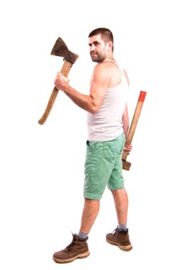 adam bir balta ve bir çekiç