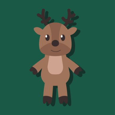 Geyik boynuzları ve yüzünde bir gülümsemeyle karikatür gibi bir görüntü.