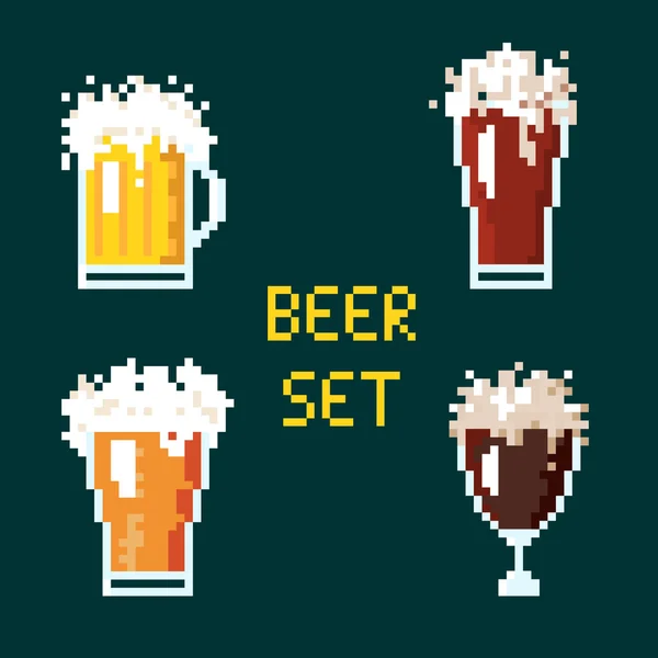 Conjunto de cerveja de 8 bits —  Vetores de Stock