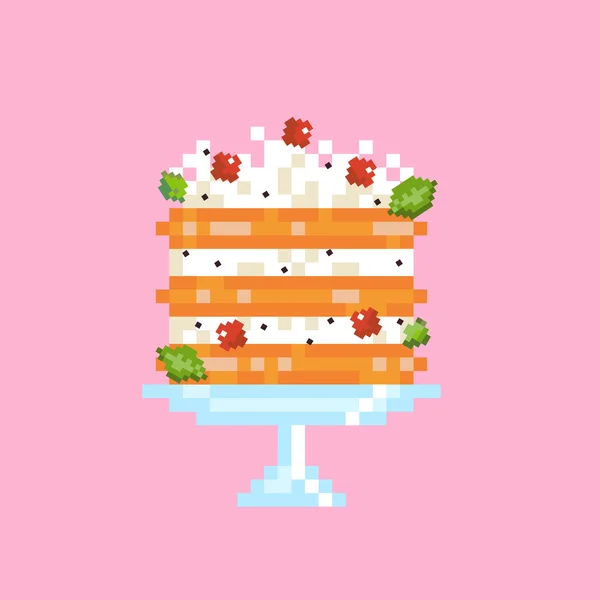 Pixel gâteau drôle — Image vectorielle