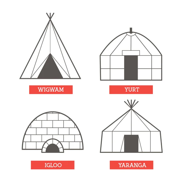 Conjunto de casas de acampamento —  Vetores de Stock