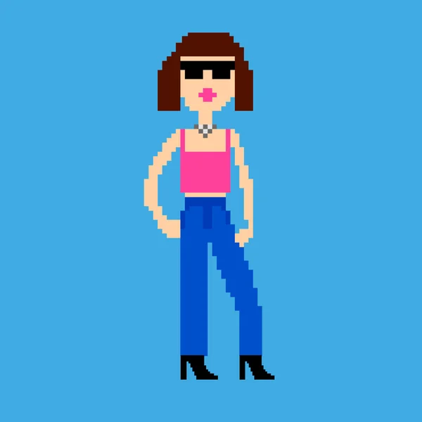 Pixel ragazza divertente — Vettoriale Stock