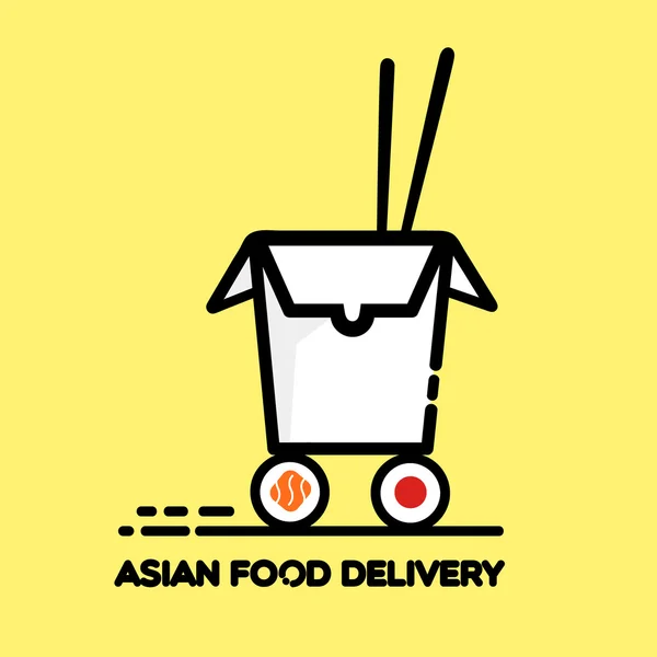 Comida asiática delivery — Vector de stock