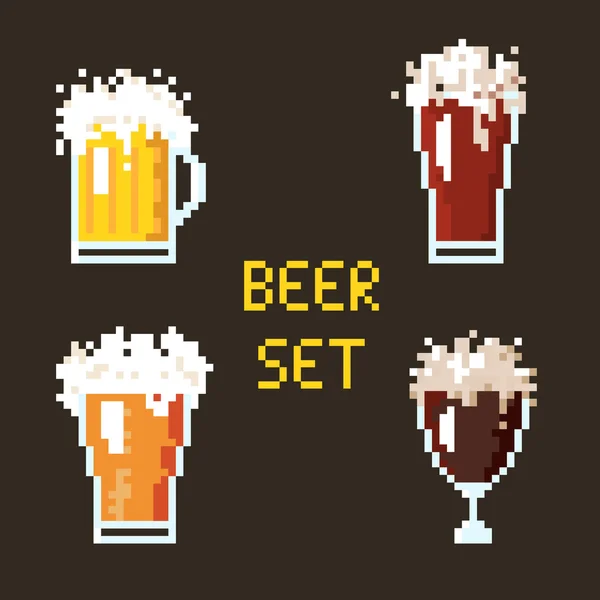 Conjunto de cerveja Pixel —  Vetores de Stock