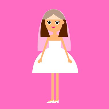 Düz illüstrasyon kız gelin