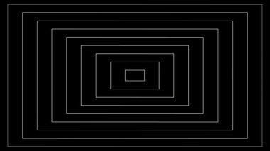 Simple Outline Concentric Rectangle Shape Geometric Tunnel Illusion Abstract Background on black background