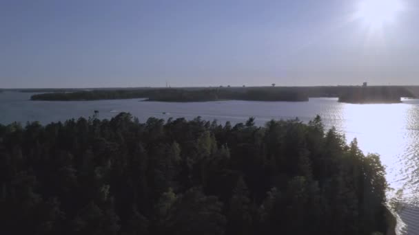 Drzewa na wyspie na Bałtyku w Helsinkach — Wideo stockowe
