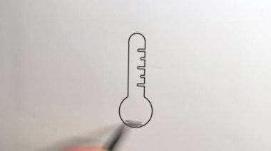 The black pen used as an indicator of the temperature