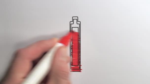 アニメーションの概念上の排水バッテリー — ストック動画