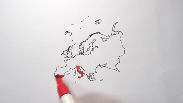Mapa Evropy na animovaném konceptu — Stock video