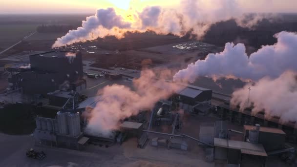 Una vista de los edificios dentro de la industria del aserradero en Imavere Estonia — Vídeos de Stock