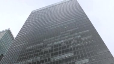 View of the glass window of the business district in Tokyo Japan