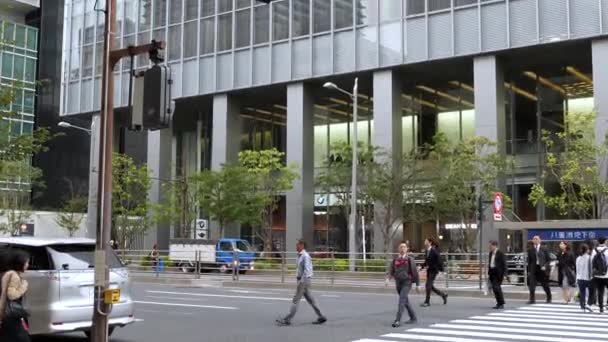 People crossing the pedestrian lane in the streets of Tokyo Japan — Αρχείο Βίντεο