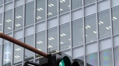 Tokyo 'da caddelerdeki trafik ışıklarında yeşil ışık