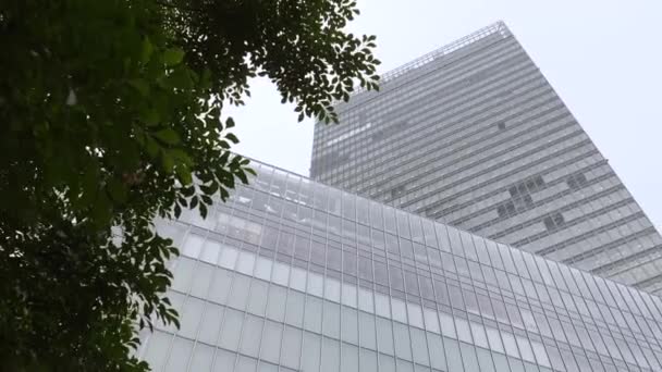 Jedna ze szklanych ścian wieżowca w Tokio Japonia — Wideo stockowe