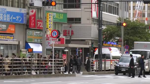 Ludzie przemierzający ulice na deptaku w Tokio Japonia — Wideo stockowe