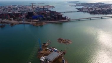 Helsinki 'deki körfezin havadan görünüşü