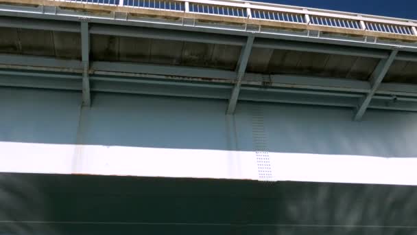 在日本川口湖的一座长桥下行走 — 图库视频影像