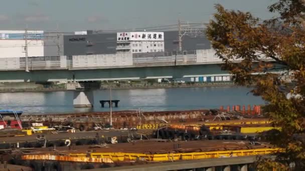 Toky Japonya 'daki liman manzarası — Stok video