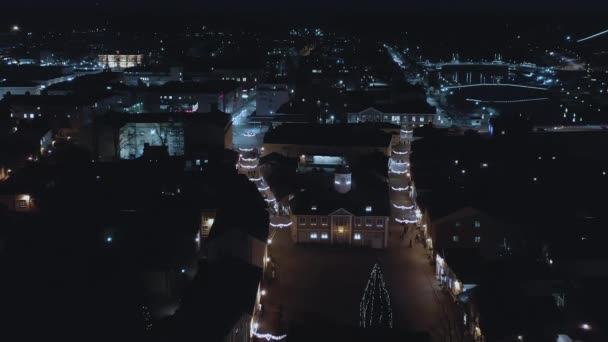 Inquérito aéreo noturno da cidade de Porvoo na Finlândia. — Vídeo de Stock