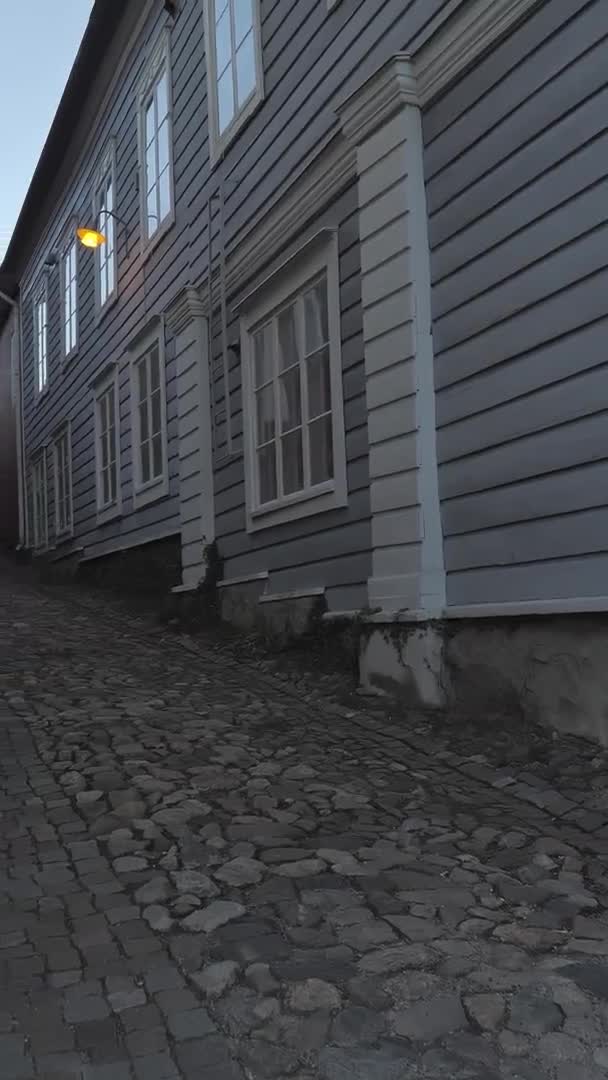 Idyllic shot of a narrow street in the old town of Porvoo Finland. — Stock Video