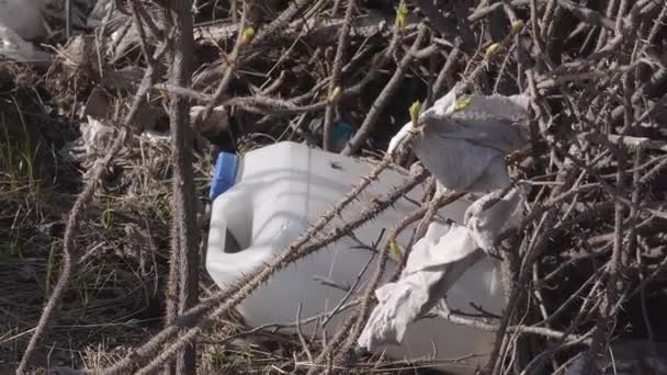 Closeup shot of trash on the ground showing the worldwide pollution problem. — Video Stock