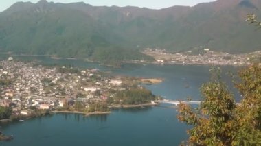 Japonya 'daki Kawaguchiko Tenjozan Parkı' nın hava görüntüsü.