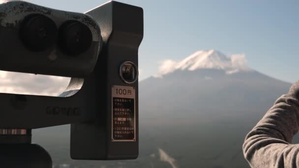 Het uitzicht van de besneeuwde berg Fuji in Japan — Stockvideo