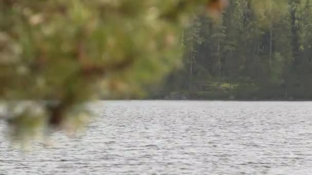 Incrível tiro de um lago na Finlândia em um dia ensolarado. — Vídeo de Stock