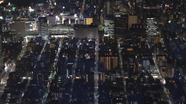 Una vista aérea de las luces de la ciudad en Tokio Japón — Vídeo de stock