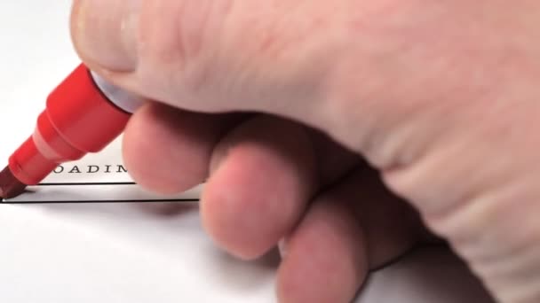 Kırmızı kalemle işlem çubuğuna yakınlaştır — Stok video