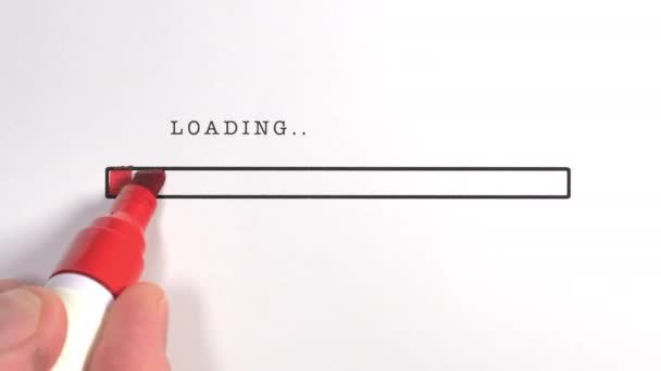 De rode pen als indicator voor de voortgangsbalk — Stockvideo