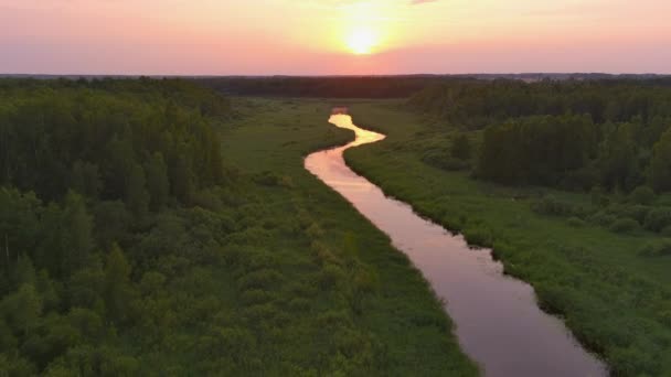 Όμορφη εναέρια λήψη του ποταμού Vohandu στην Εσθονία. — Αρχείο Βίντεο