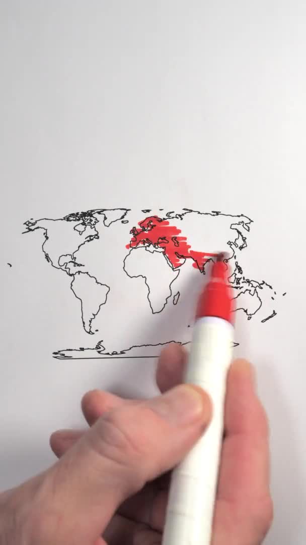 Una mirada vertical del mapa del mundo — Vídeo de stock