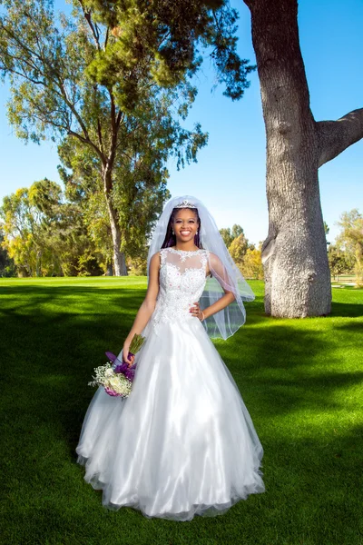 アフリカ系アメリカ人の花嫁完全な長さ — ストック写真
