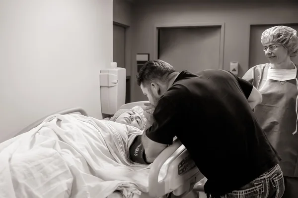 Father Comforts Daughter Before C-Section