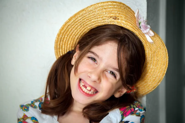 Cocked Head Snaggletooth Girl — Stock Photo, Image