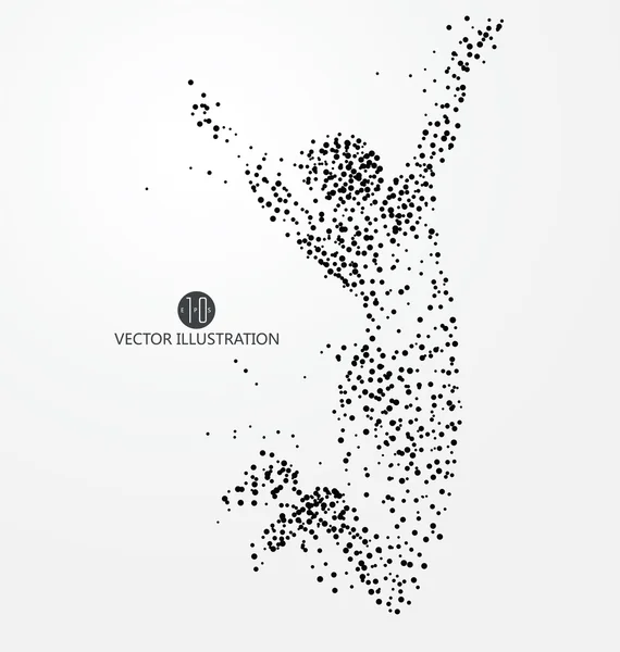 Стрибок людини, Векторна графіка складається з частинок . — стоковий вектор