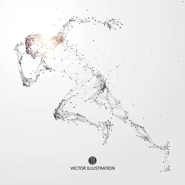 Çalışan adam, noktalar, çizgiler ve forma, vektör çizim bağlı.