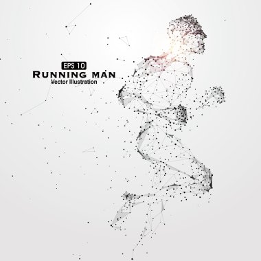 Çalışan adam, noktalar, çizgiler ve forma, vektör çizim bağlı.