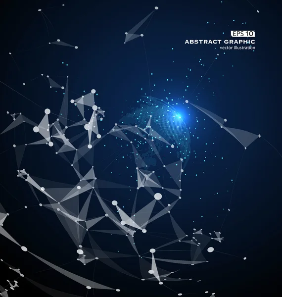 Mappa del mondo punto, linea, composizione, che rappresenta la connessione di rete globale, globale, un senso della scienza e della tecnologia, significato internazionale . — Vettoriale Stock