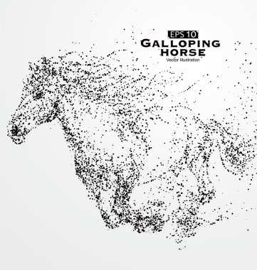 Galloping horse,Many particles,sketch,vector illustration, clipart